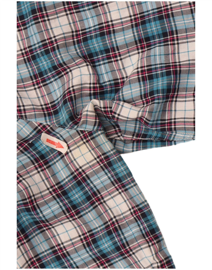 Tommy Hilfiger Womens Ruffle Front Shirt Blouse US 6 Medium Blue Check