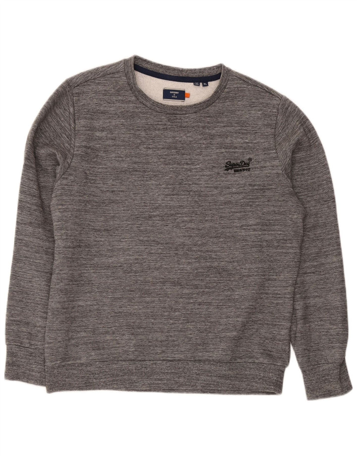 Superdry Mens Sweatshirt Jumper XL Grey Flecked Cotton