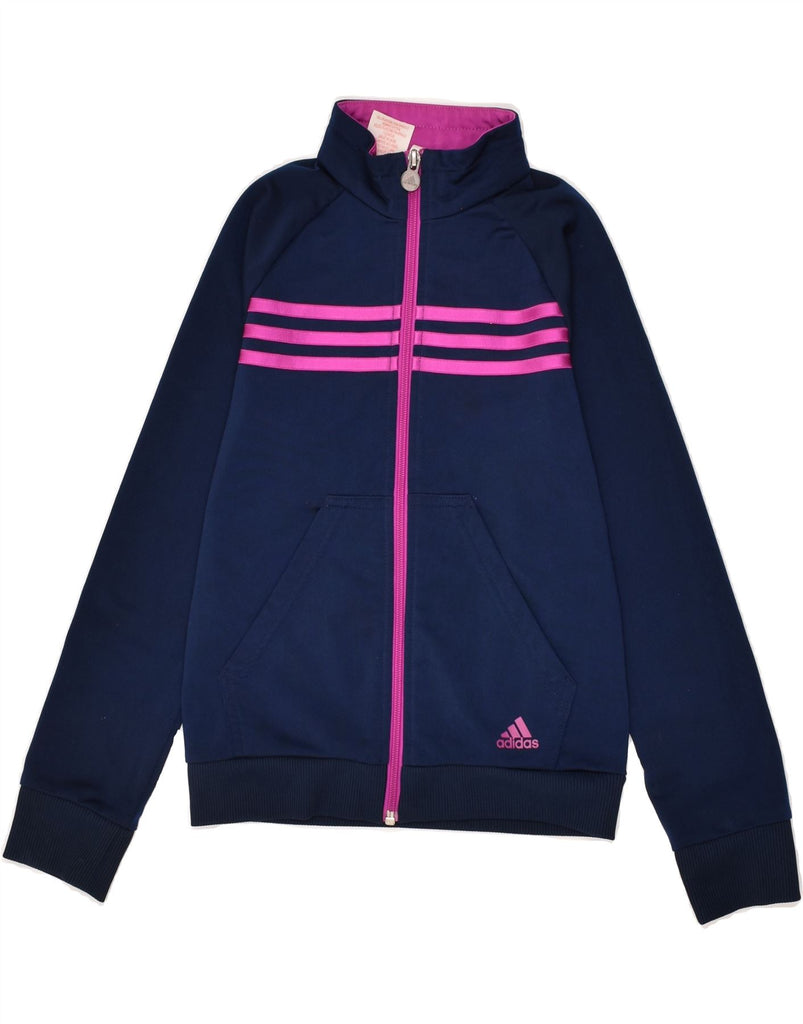 ADIDAS Girls Tracksuit Top Jacket 9-10 Years Navy Blue Polyester | Vintage Adidas | Thrift | Second-Hand Adidas | Used Clothing | Messina Hembry 