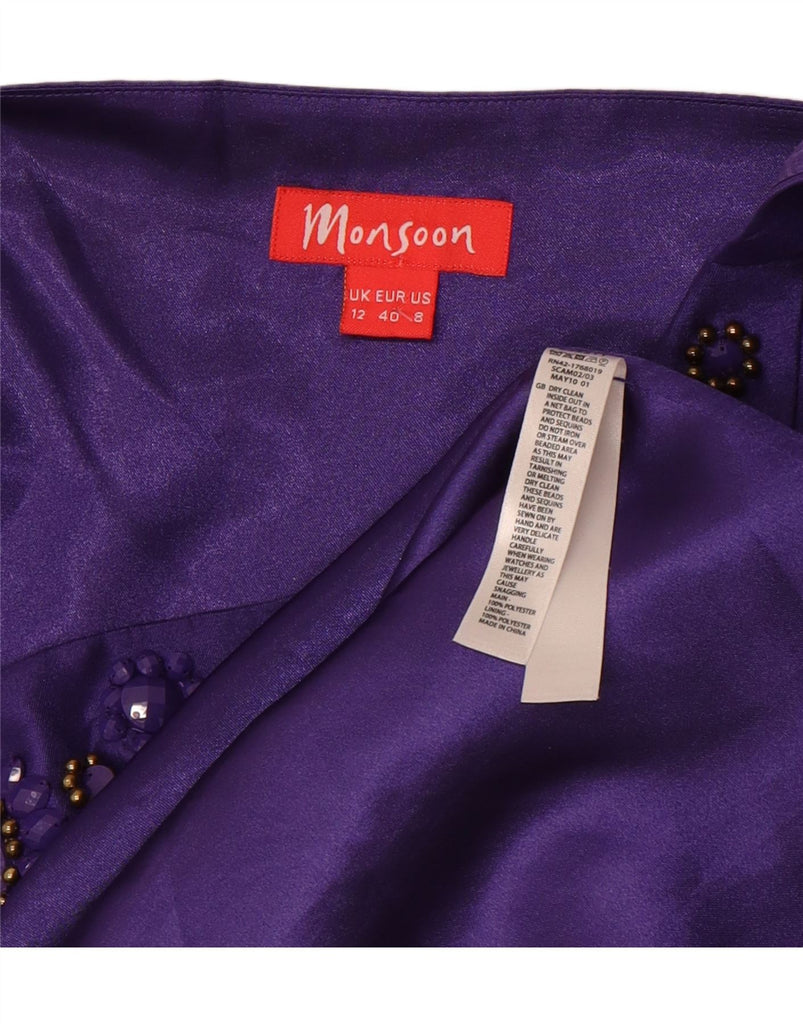 MONSOON Womens Sleeveless Sheath Dress UK 12 Medium Purple Polyester Vintage Monsoon and Second-Hand Monsoon from Messina Hembry 