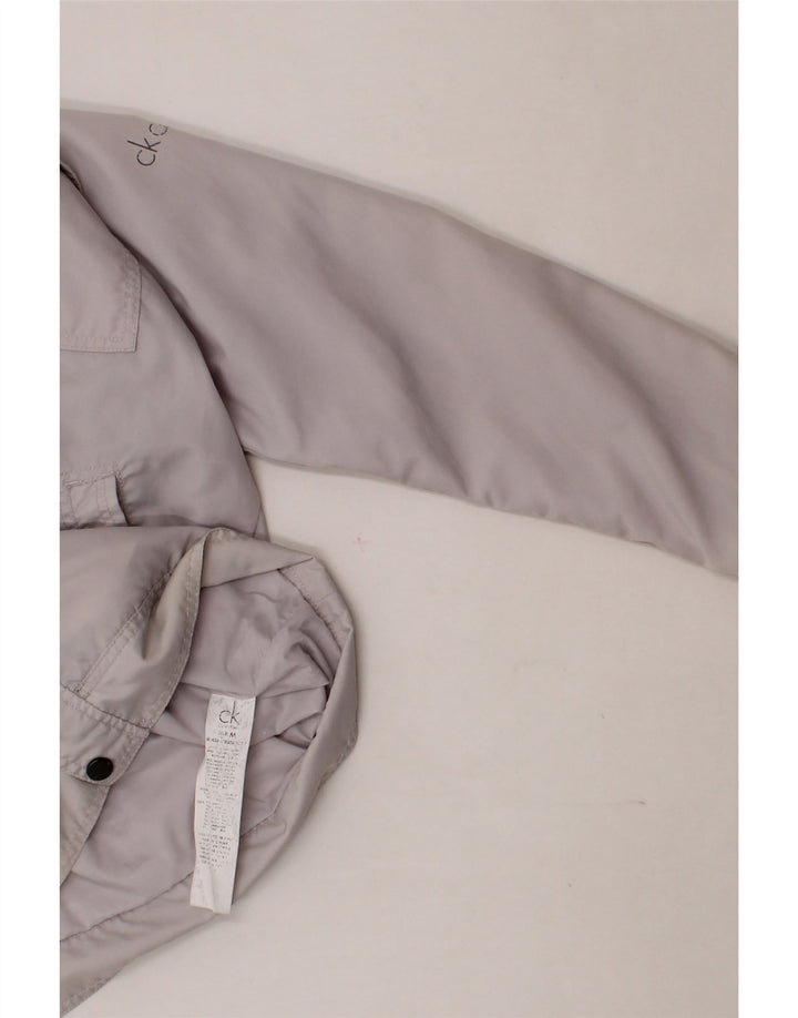 CALVIN KLEIN Mens Graphic Utility Jacket UK 38 Medium Off White Polyamide Vintage Calvin Klein and Second-Hand Calvin Klein from Messina Hembry 