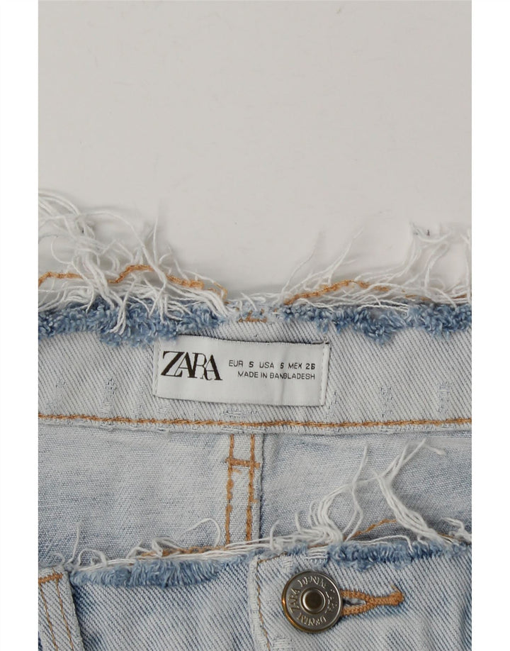 Zara Womens High Waist Denim Skirt Small W26 Blue