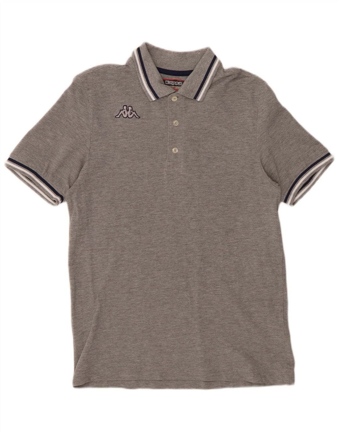 KAPPA Mens Polo Shirt Small Grey Striped Cotton