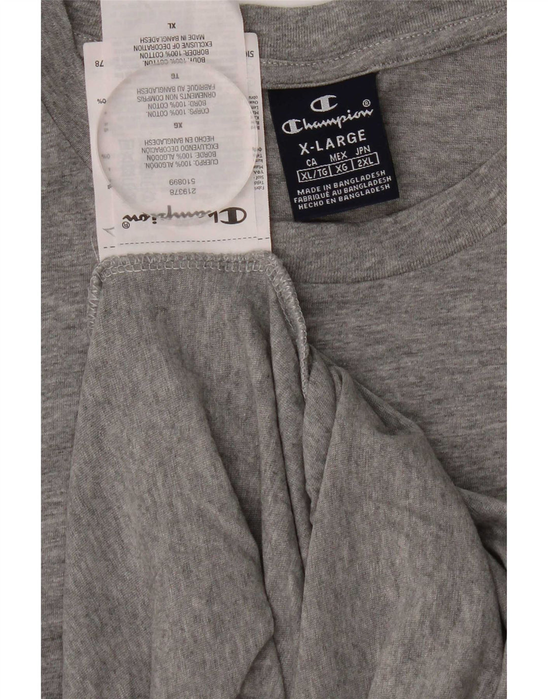 Champion Mens Top Long Sleeve XL Grey Cotton