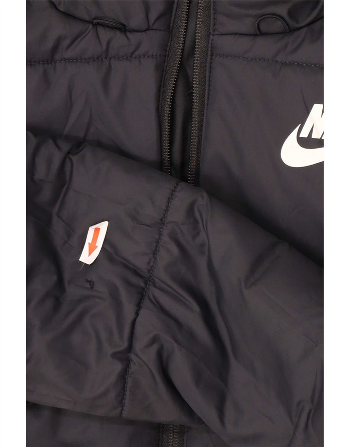 Nike Womens Graphic Hooded Padded Jacket UK 10 Small Black Polyester