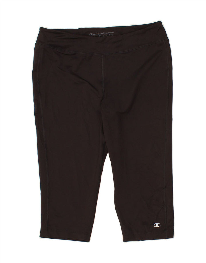 CHAMPION Womens Capri Leggings UK 10 Medium Black Polyester Vintage Champion and Second-Hand Champion from Messina Hembry 