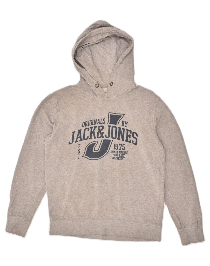 JACK & JONES Mens Graphic Hoodie Jumper Medium Grey Cotton | Vintage Jack & Jones | Thrift | Second-Hand Jack & Jones | Used Clothing | Messina Hembry 