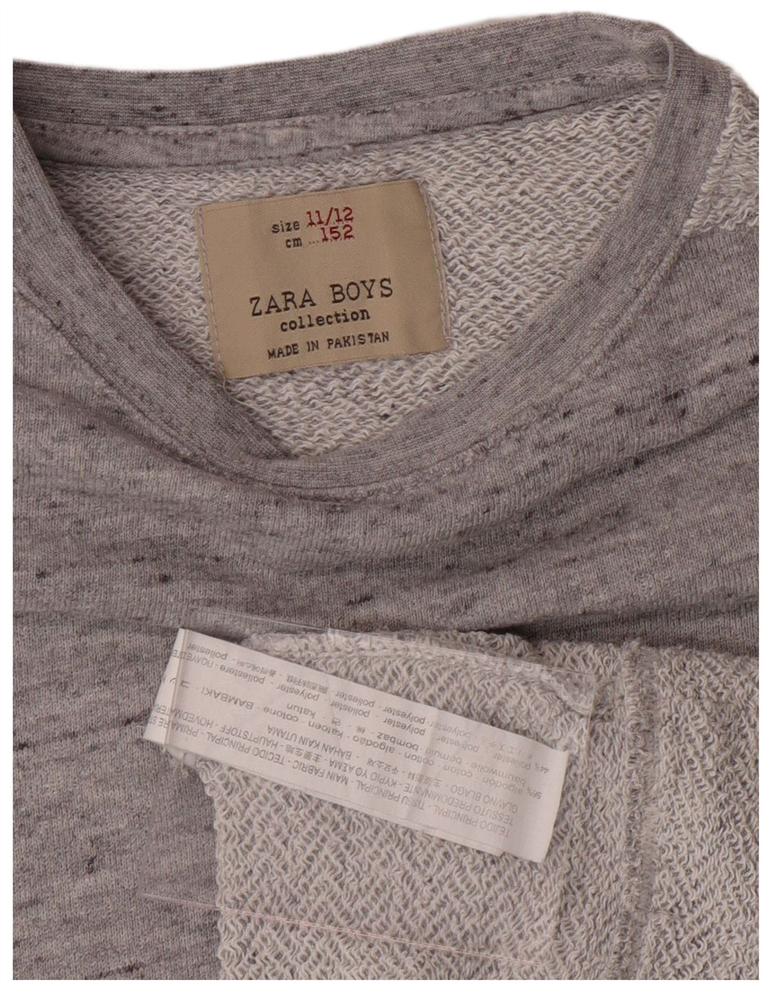 ZARA Boys Sweatshirt Jumper 11-12 Years Grey Flecked Cotton