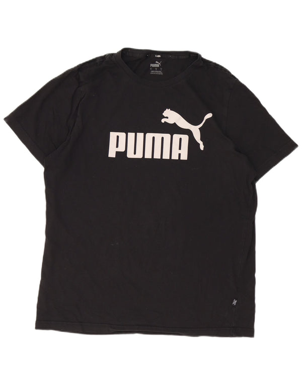 PUMA Mens Graphic T-Shirt Top Large Black Cotton