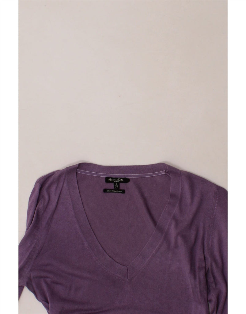 MASSIMO DUTTI Womens V-Neck Jumper Sweater UK 10 Small Purple Cashmere Vintage Massimo Dutti and Second-Hand Massimo Dutti from Messina Hembry 