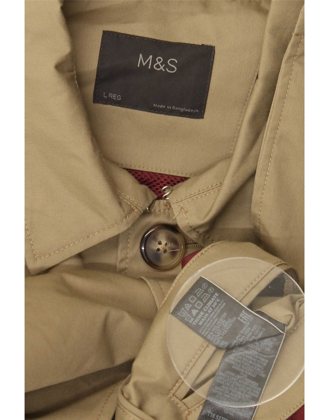 Marks & Spencer Mens Overcoat UK 40 Large Khaki Polyester