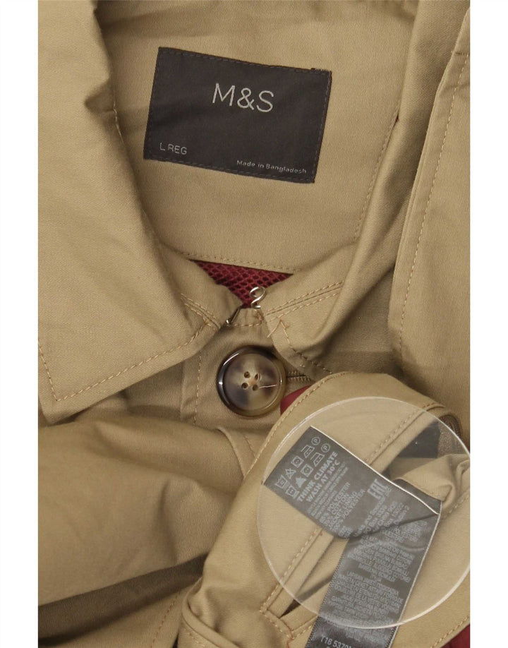 Marks & Spencer Mens Overcoat UK 40 Large Khaki Polyester