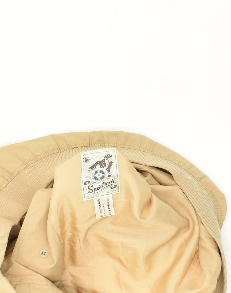 VINTAGE Mens Bomber Jacket UK 40 Large Beige Linen | Vintage Vintage | Thrift | Second-Hand Vintage | Used Clothing | Messina Hembry 