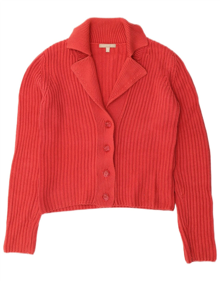 Massimo Dutti Womens Cardigan Sweater UK 10 Small Red Cotton