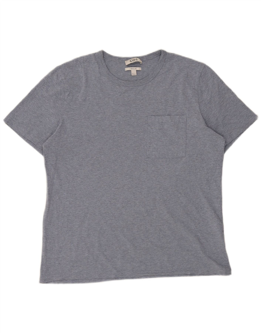 Cos Mens Regular T-Shirt Top Large Blue Flecked Cotton