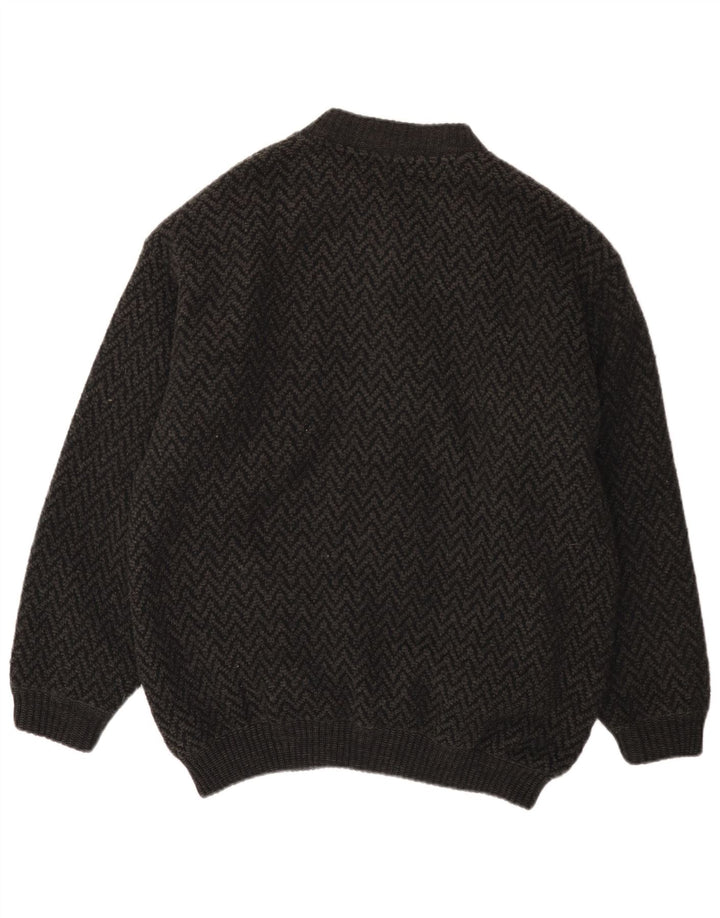 James Dillon Mens Cardigan Sweater XL Grey Chevron Acrylic