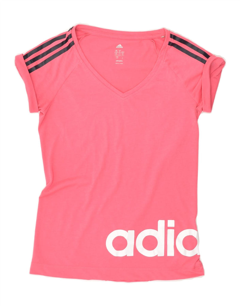 ADIDAS Womens Graphic T-Shirt Top UK 8/10 Small Pink Cotton | Vintage Adidas | Thrift | Second-Hand Adidas | Used Clothing | Messina Hembry 