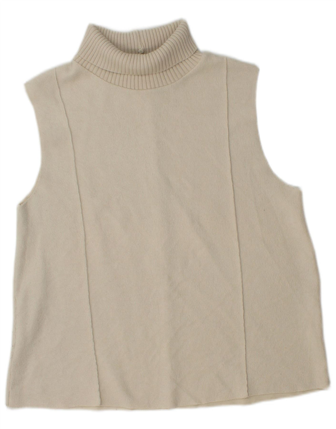 Zara Womens Roll Neck Vest Tank Top UK 14 Large Beige