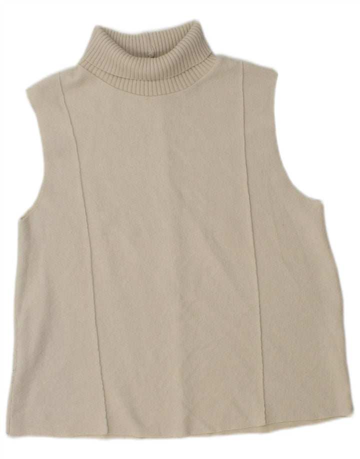 Zara Womens Roll Neck Vest Tank Top UK 14 Large Beige