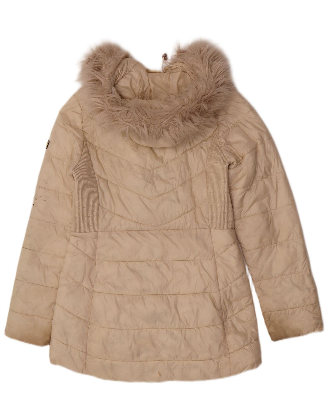 Barbour Womens Hooded Padded Coat UK 10 Small Beige Polyamide