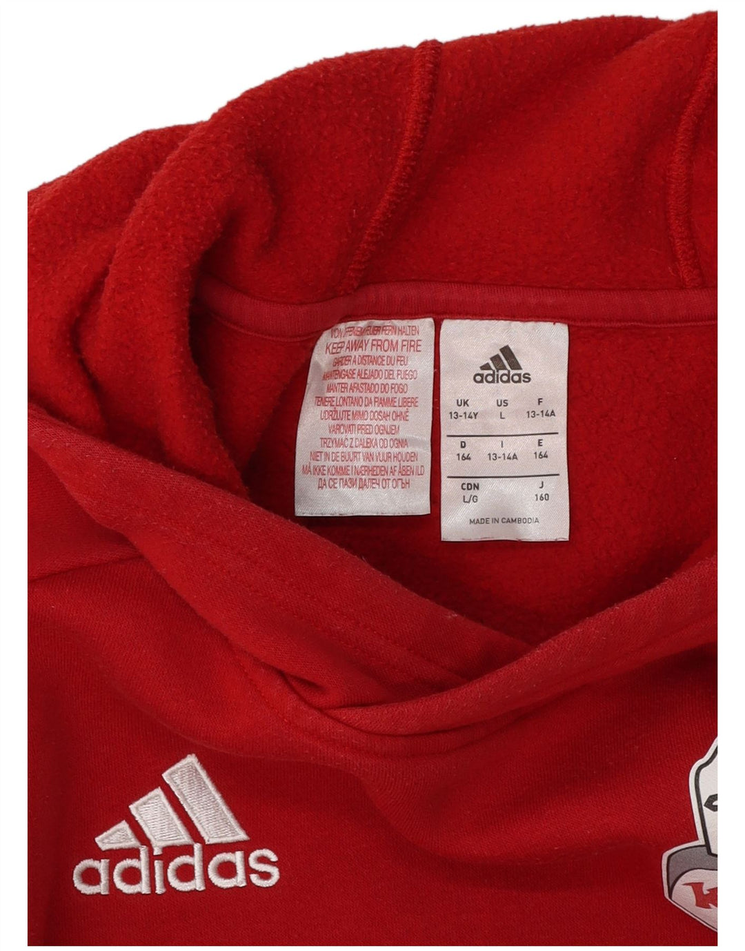 ADIDAS Boys Legnano Basket Knights Hoodie Jumper 13-14 Years Red