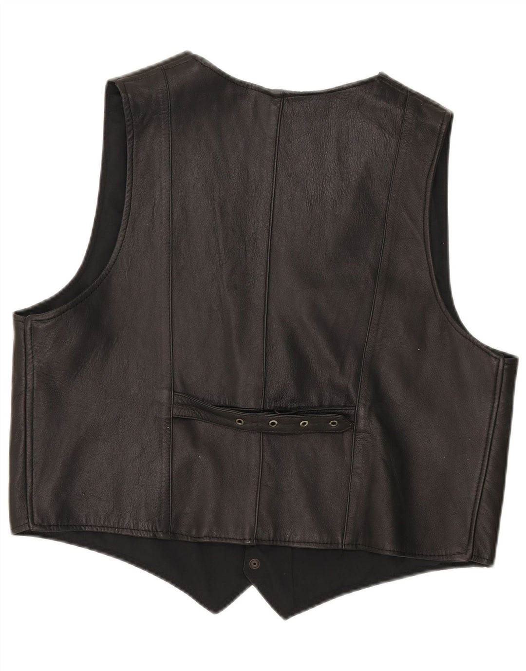 Vintage Mens Leather Waistcoat Medium Black