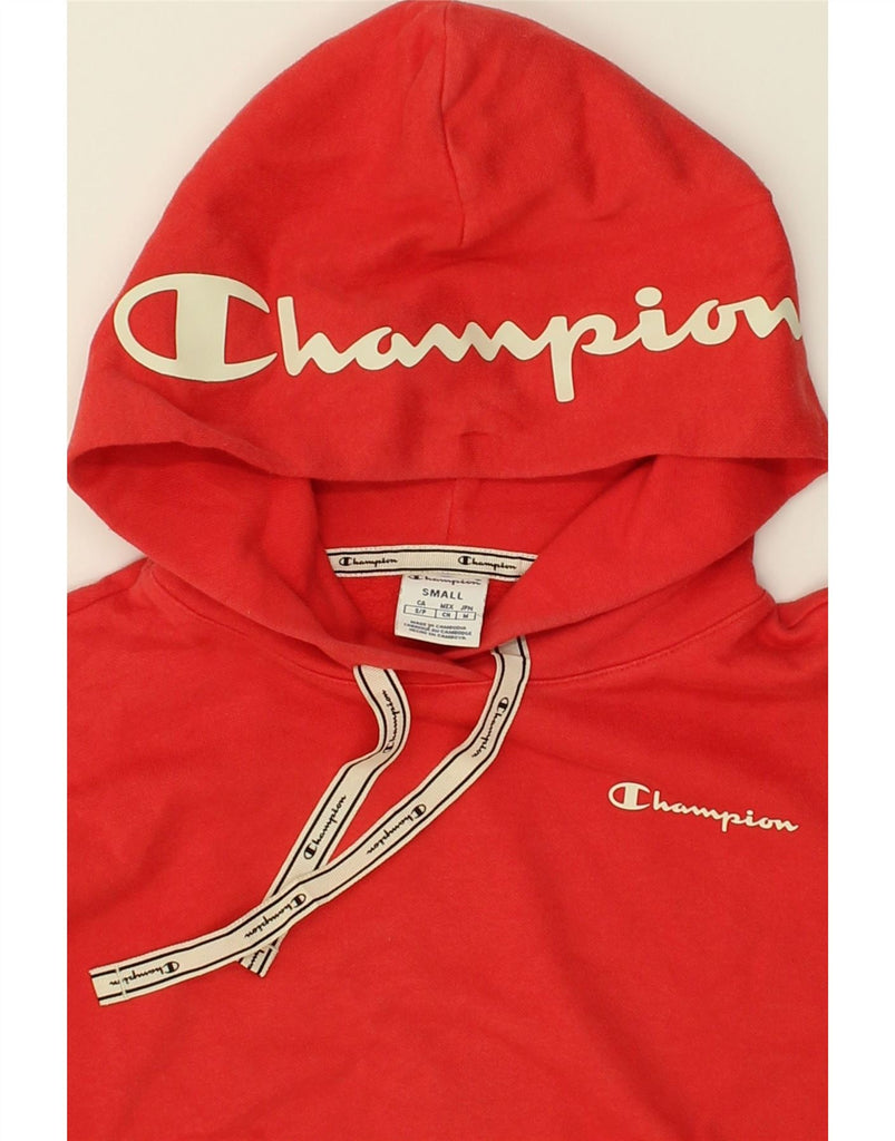 CHAMPION Womens Graphic Hoodie Jumper UK 10 Small Red Cotton | Vintage Champion | Thrift | Second-Hand Champion | Used Clothing | Messina Hembry 