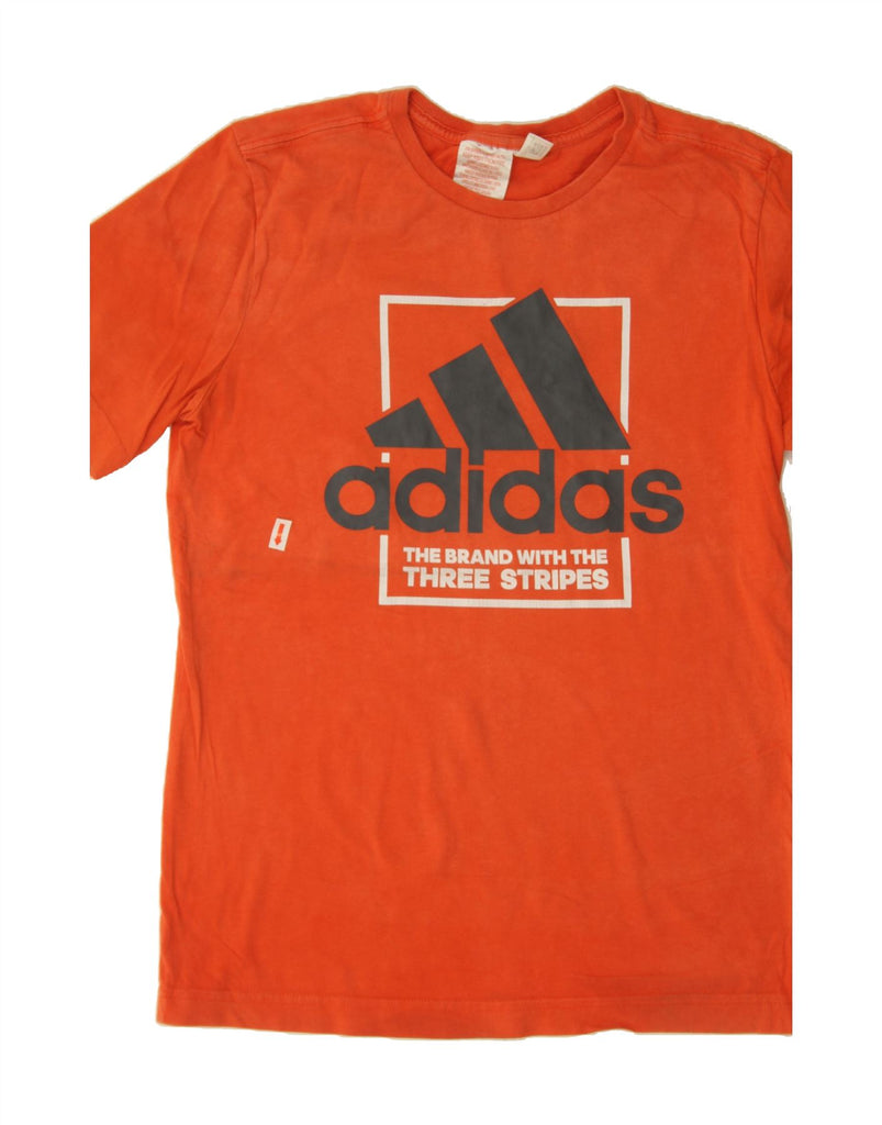 ADIDAS Boys Graphic T-Shirt Top 10-11 Years Orange Cotton Vintage Adidas and Second-Hand Adidas from Messina Hembry 