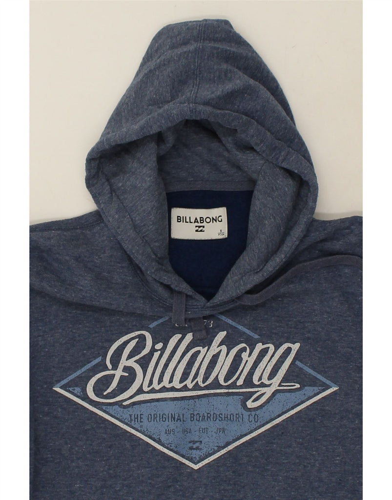 BILLABONG Mens Graphic Hoodie Jumper Small Navy Blue Cotton | Vintage Billabong | Thrift | Second-Hand Billabong | Used Clothing | Messina Hembry 