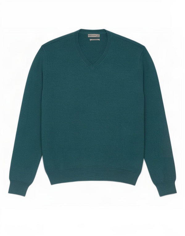 Marks & Spencer Mens V-Neck Jumper Sweater XL Green Cotton