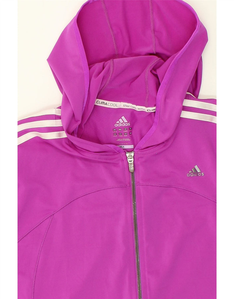 ADIDAS Womens Climacool Zip Hoodie Sweater UK 16/18 Large Pink Polyester | Vintage Adidas | Thrift | Second-Hand Adidas | Used Clothing | Messina Hembry 