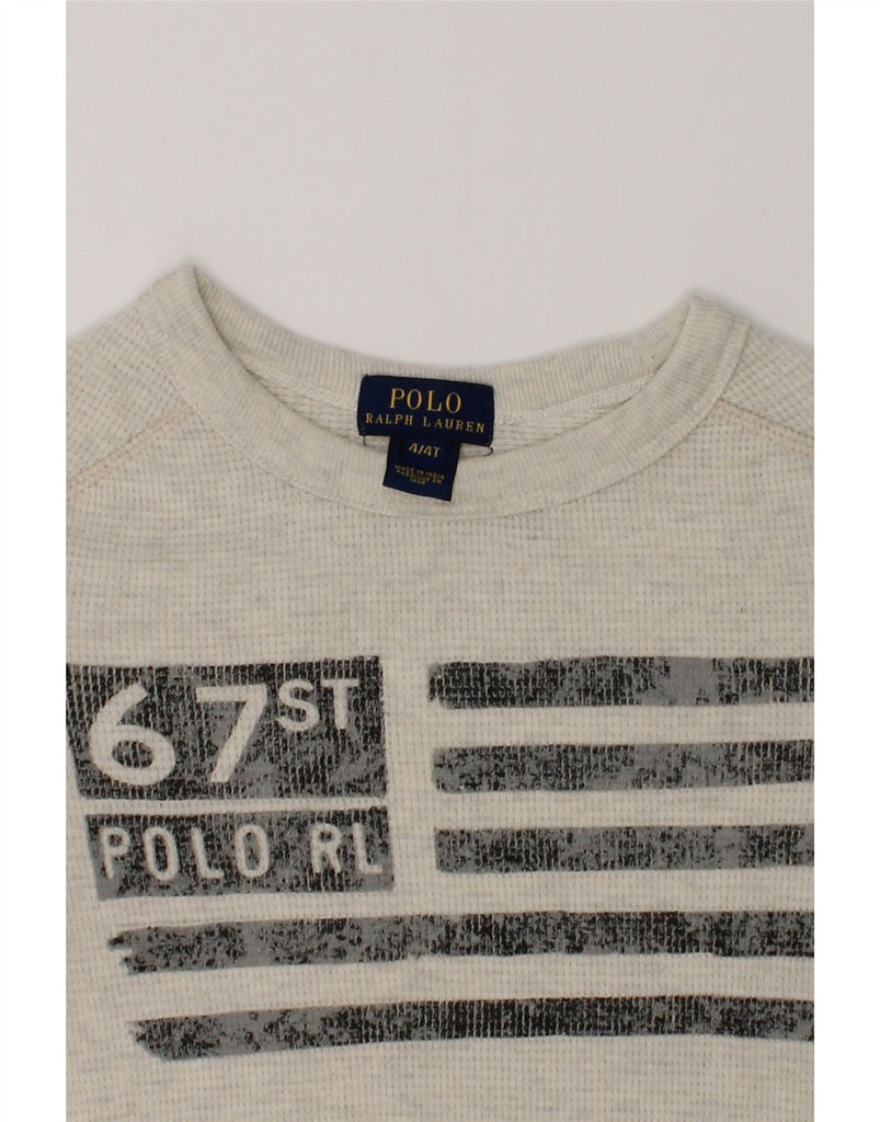 POLO RALPH LAUREN Boys Graphic Top Long Sleeve 3-4 Years Grey Cotton | Vintage Polo Ralph Lauren | Thrift | Second-Hand Polo Ralph Lauren | Used Clothing | Messina Hembry 