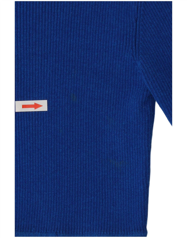 Zara Womens Crop Top Long Sleeve UK 8 Small Blue Viscose