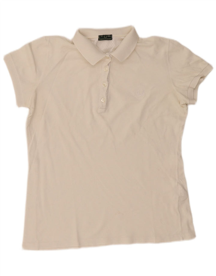 Fred Perry Womens Polo Shirt UK 20 2XL White Cotton