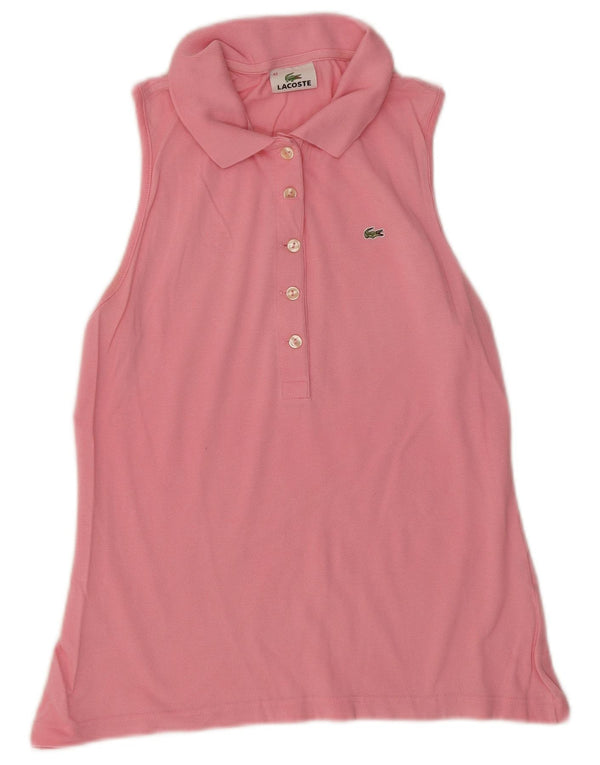 Lacoste Womens Sleeveless Polo Shirt Size 42 Large Pink Cotton
