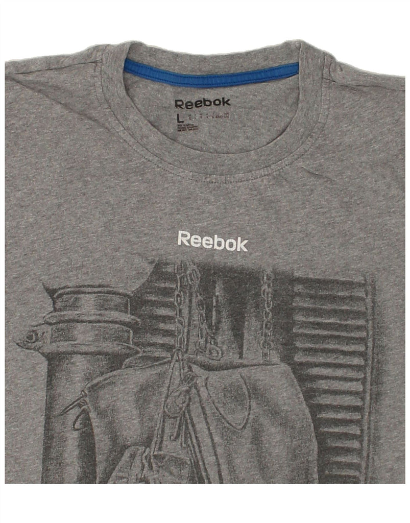 REEBOK Mens Graphic T-Shirt Top Large Grey Cotton | Vintage Reebok | Thrift | Second-Hand Reebok | Used Clothing | Messina Hembry 