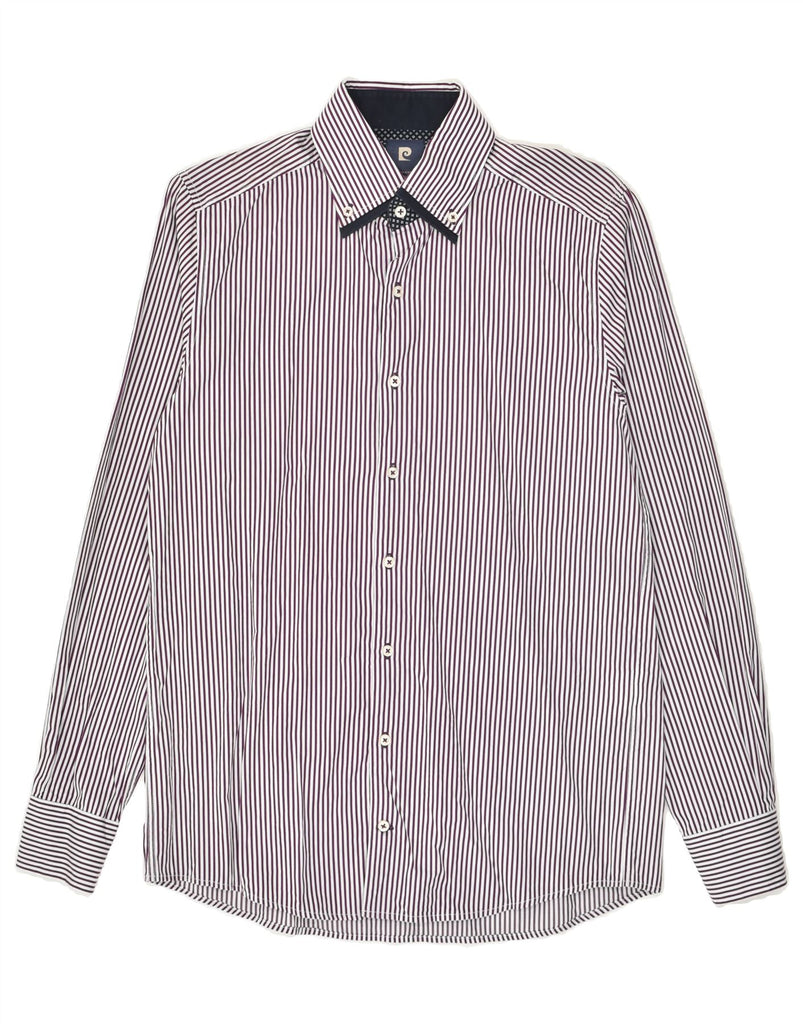 PIERRE CARDIN Mens Paris Shirt Size 38 Small Purple Pinstripe Cotton | Vintage Pierre Cardin | Thrift | Second-Hand Pierre Cardin | Used Clothing | Messina Hembry 