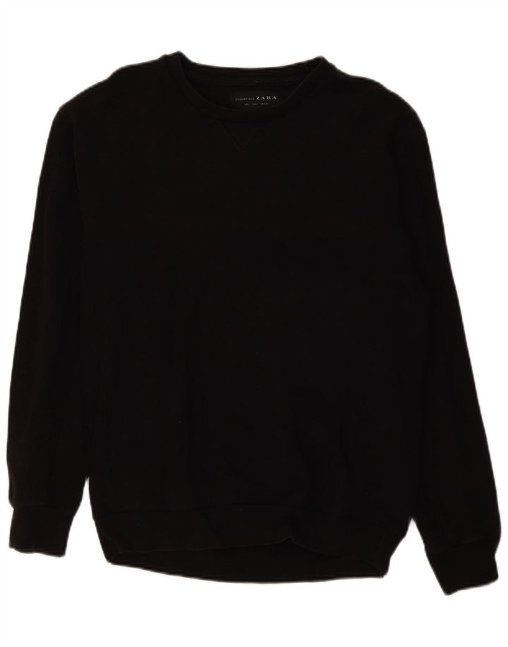 Zara Mens Sweatshirt Jumper Large Black Cotton