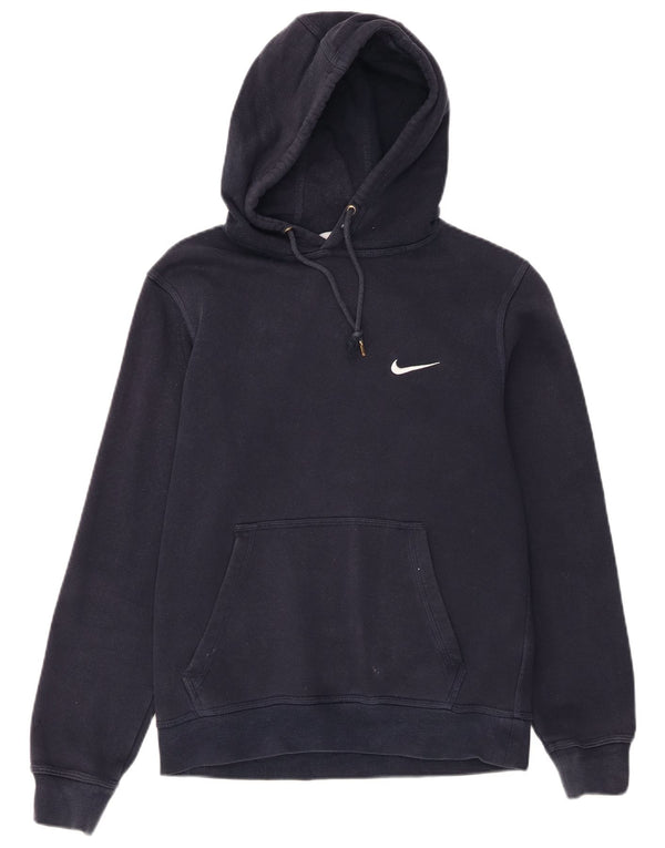 NIKE Mens Hoodie Jumper Small Navy Blue Cotton