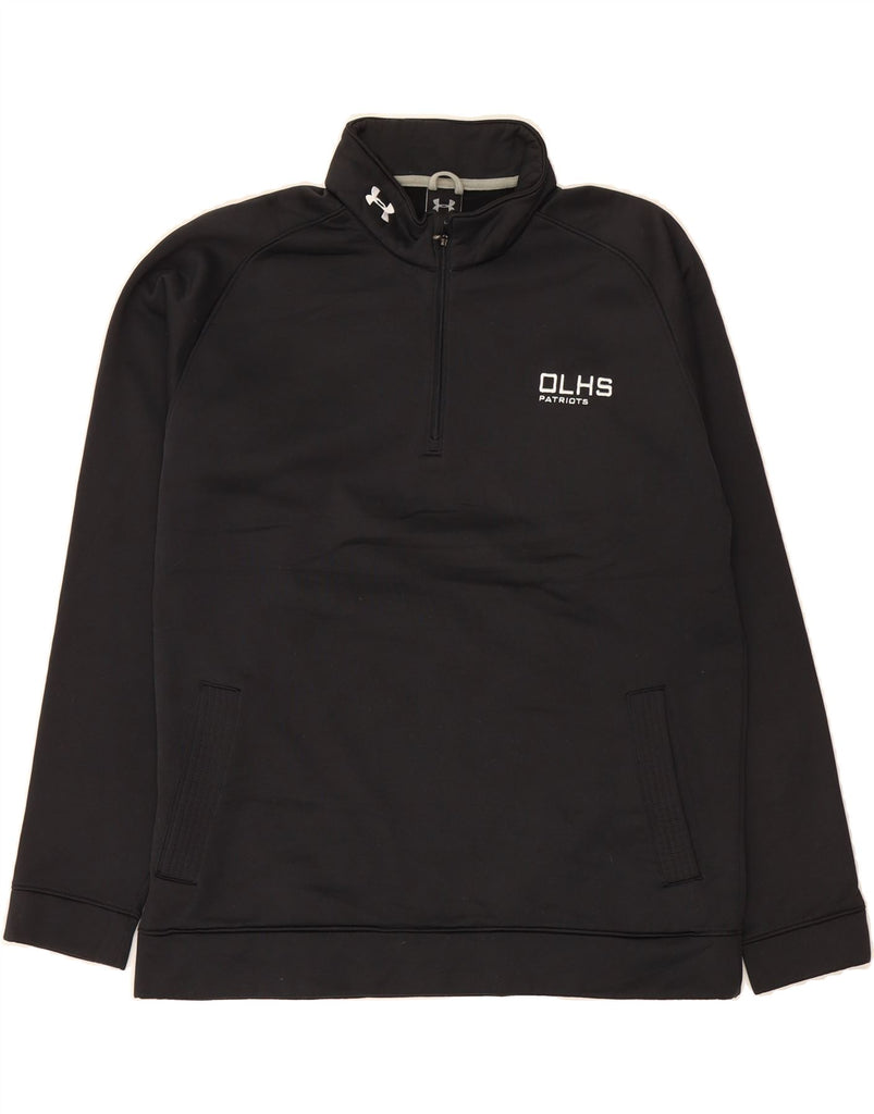 UNDER ARMOUR Mens Zip Neck Sweatshirt Jumper Large Black Polyester Vintage Under Armour and Second-Hand Under Armour from Messina Hembry 