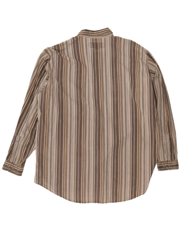 Marlboro Classics Mens Utility Shirt 3XL Brown Striped Cotton