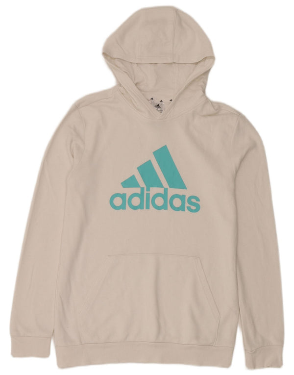 Adidas Girls Graphic Hoodie Jumper 15-16 Years White Cotton