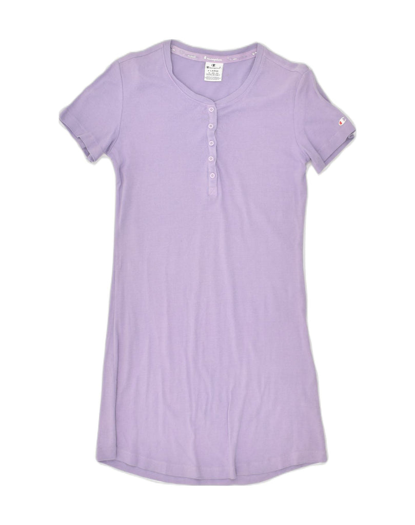 CHAMPION Womens T-Shirt Dress UK 18 XL Purple Cotton | Vintage Champion | Thrift | Second-Hand Champion | Used Clothing | Messina Hembry 