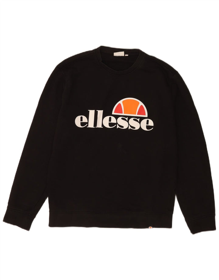 Ellesse Mens Graphic Sweatshirt Jumper Small Black Cotton