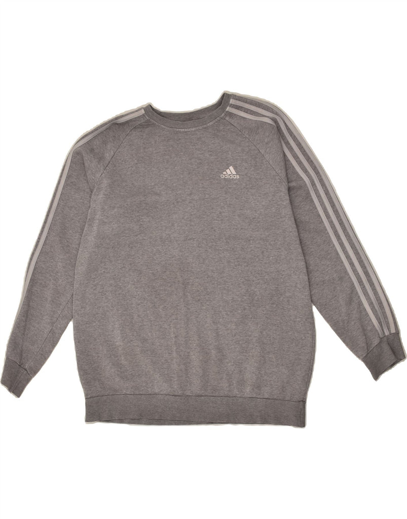 ADIDAS Womens Oversized Sweatshirt Jumper UK 12-14 Medium Grey Cotton | Vintage Adidas | Thrift | Second-Hand Adidas | Used Clothing | Messina Hembry 