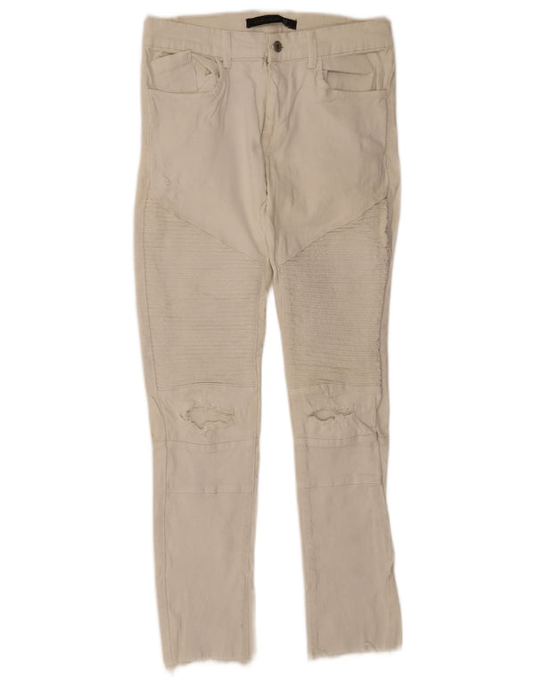 Zara Mens Distressed Skinny Jeans EU 38 Small W30 L29 White Cashmere