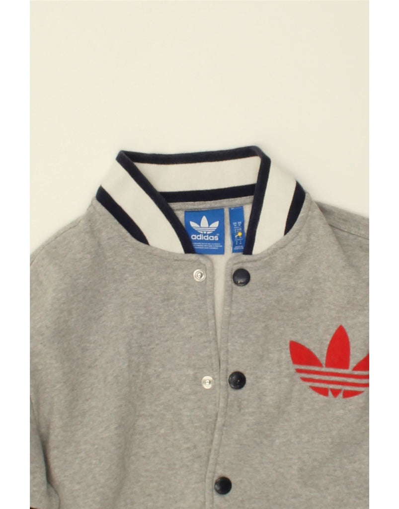 ADIDAS Mens Varsity Jacket UK 38 Medium Grey Polyester | Vintage Adidas | Thrift | Second-Hand Adidas | Used Clothing | Messina Hembry 