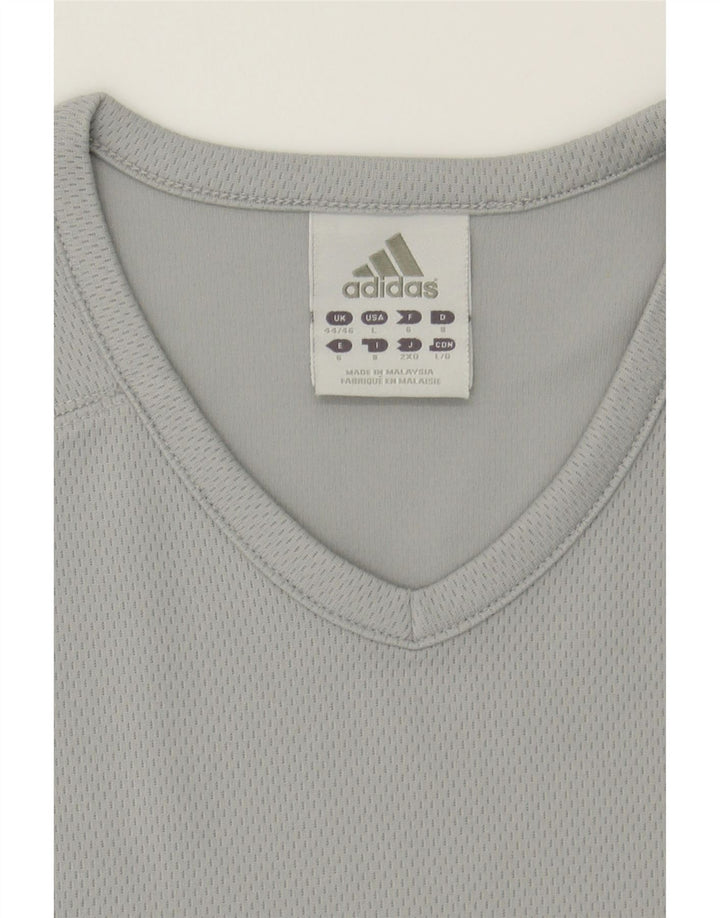 ADIDAS Mens T-Shirt Top UK 44/46 Large Grey Polyester Vintage Adidas and Second-Hand Adidas from Messina Hembry 