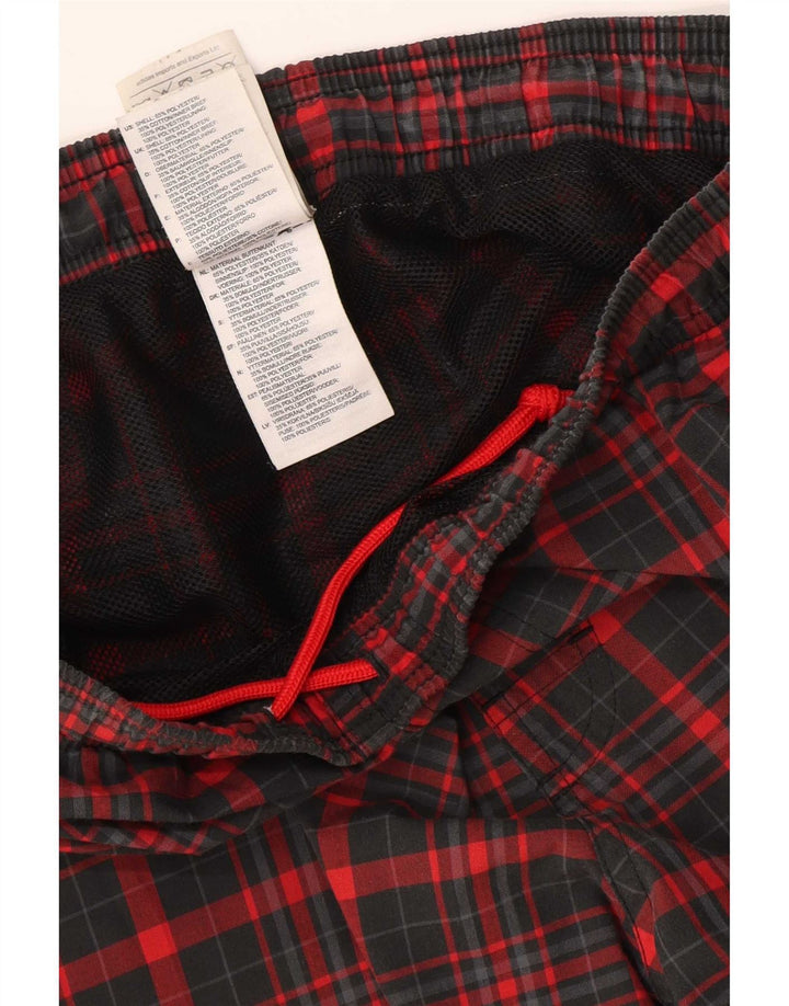 Adidas Mens Sport Shorts Small  Red Check Polyester