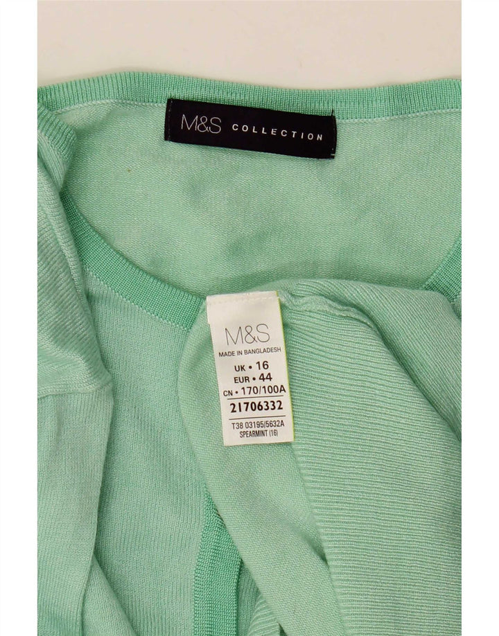 Marks & Spencer Womens Cardigan Sweater UK 16 Large Green Viscose